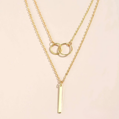 Vintage Gold Dual Circle Pendant Necklace