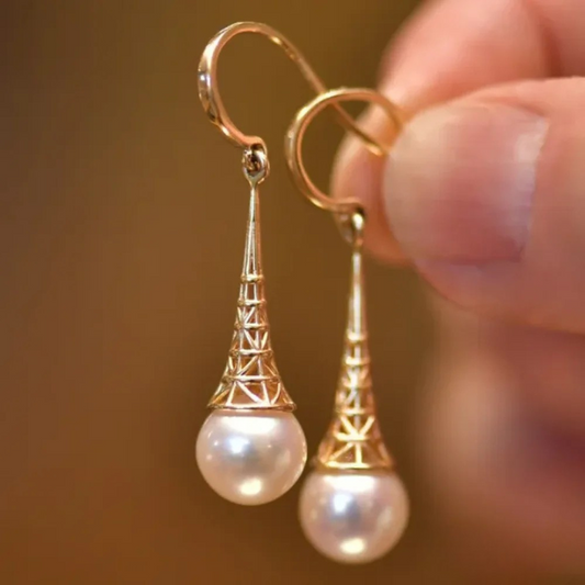 Vintage Pearl Earrings in Gold