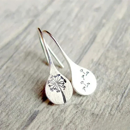 Finely crafted silver Dandelion Leaf Earrings