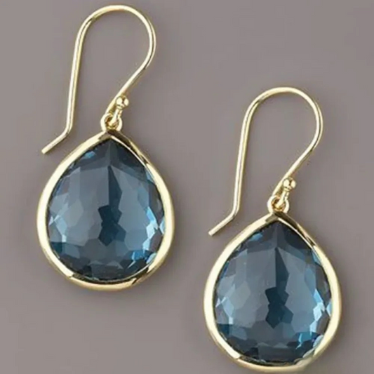 Vintage Blue Crystal Drop Earrings