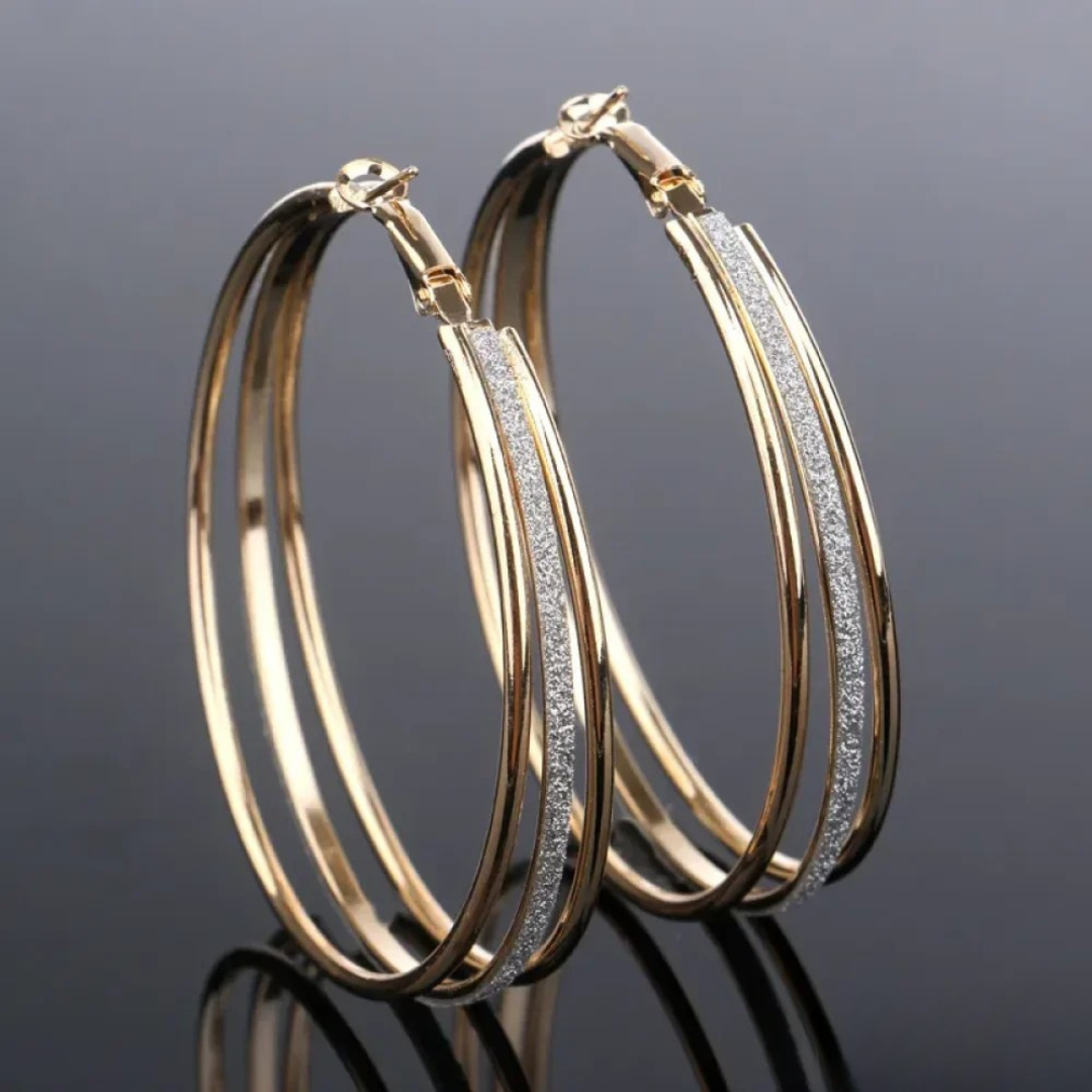 Vintage Golden Bright Hoop Earrings