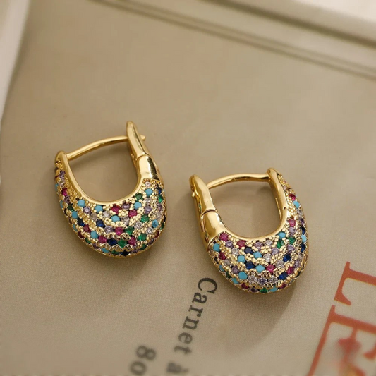 Elegant Colorful Inlaid Crystals Earrings