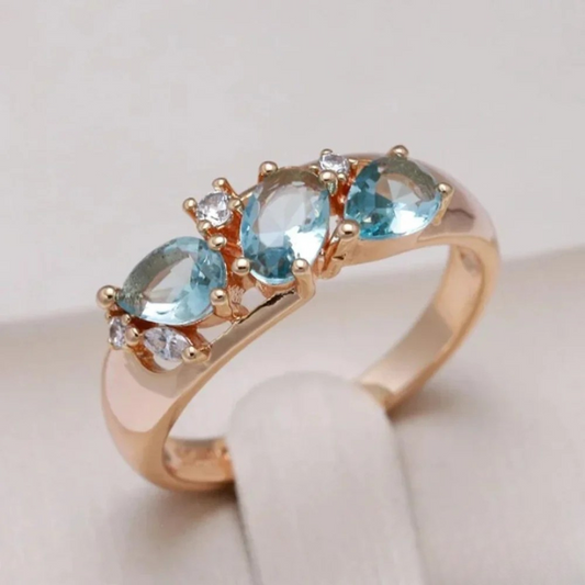 Blue Zirconia Ring in Gold