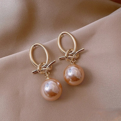 Pearl Loop Earrings in Gold