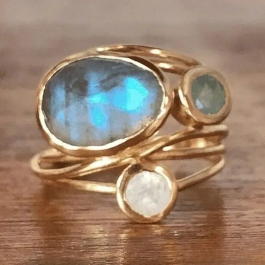 Vintage Inlaid Blue Moonstone Ring