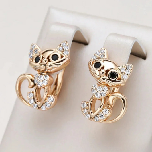 Elegant Zirconia Kitty Earrings