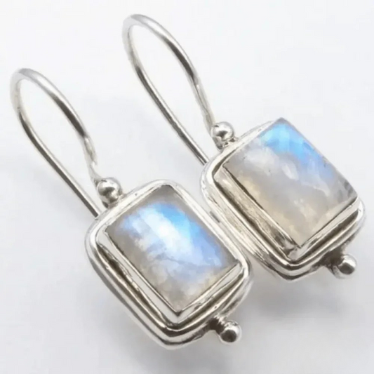 Vintage Moonstone Square Stone Earrings