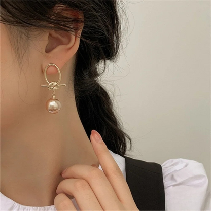 Pearl Loop Earrings in Gold