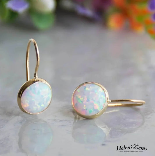 Vintage Opal Stone Gold Earrings